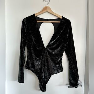 Black crushed velvet body suit